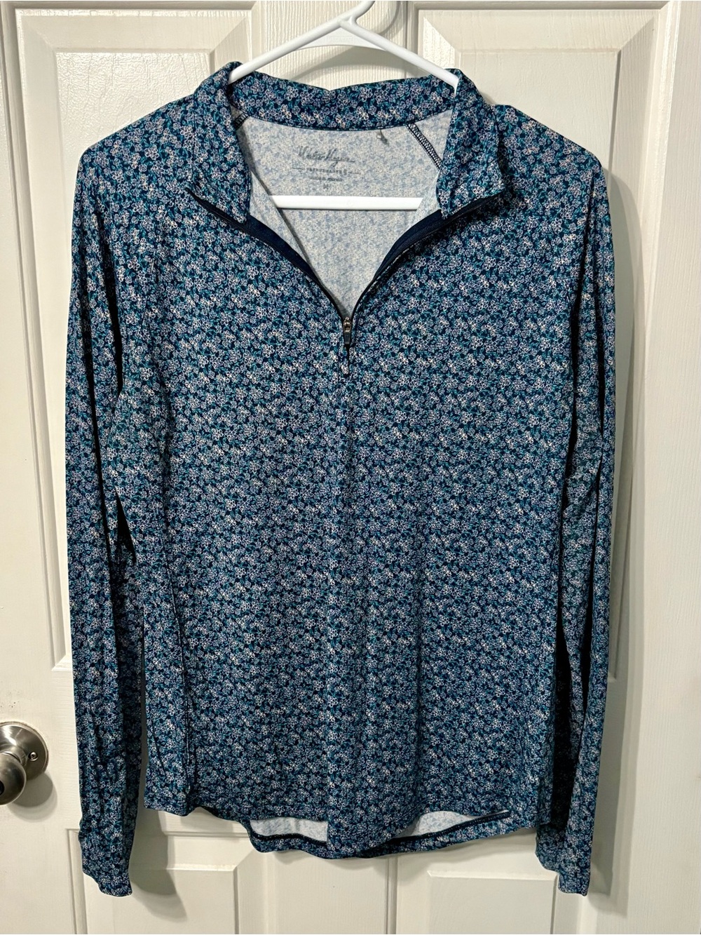 Walter Hagen Blue Floral Quarter-Zip Pullover